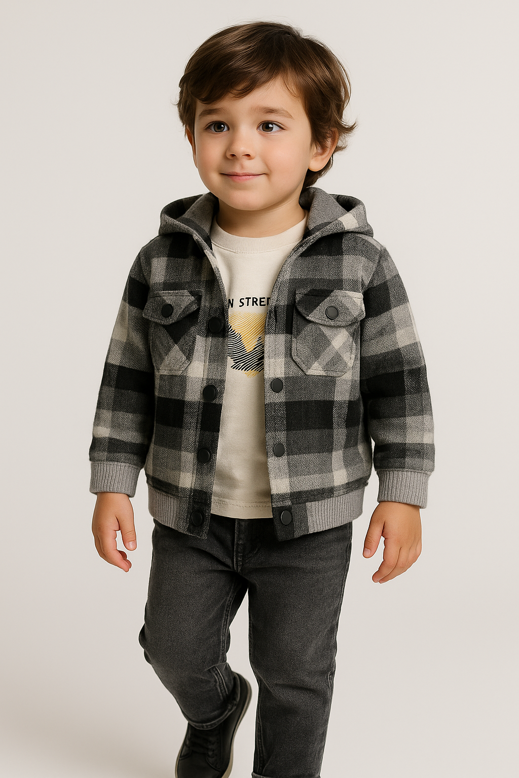 Set 3 piese Urban Chic cu jacheta pufoasa Baieti 2-5 ani - Imagine 3