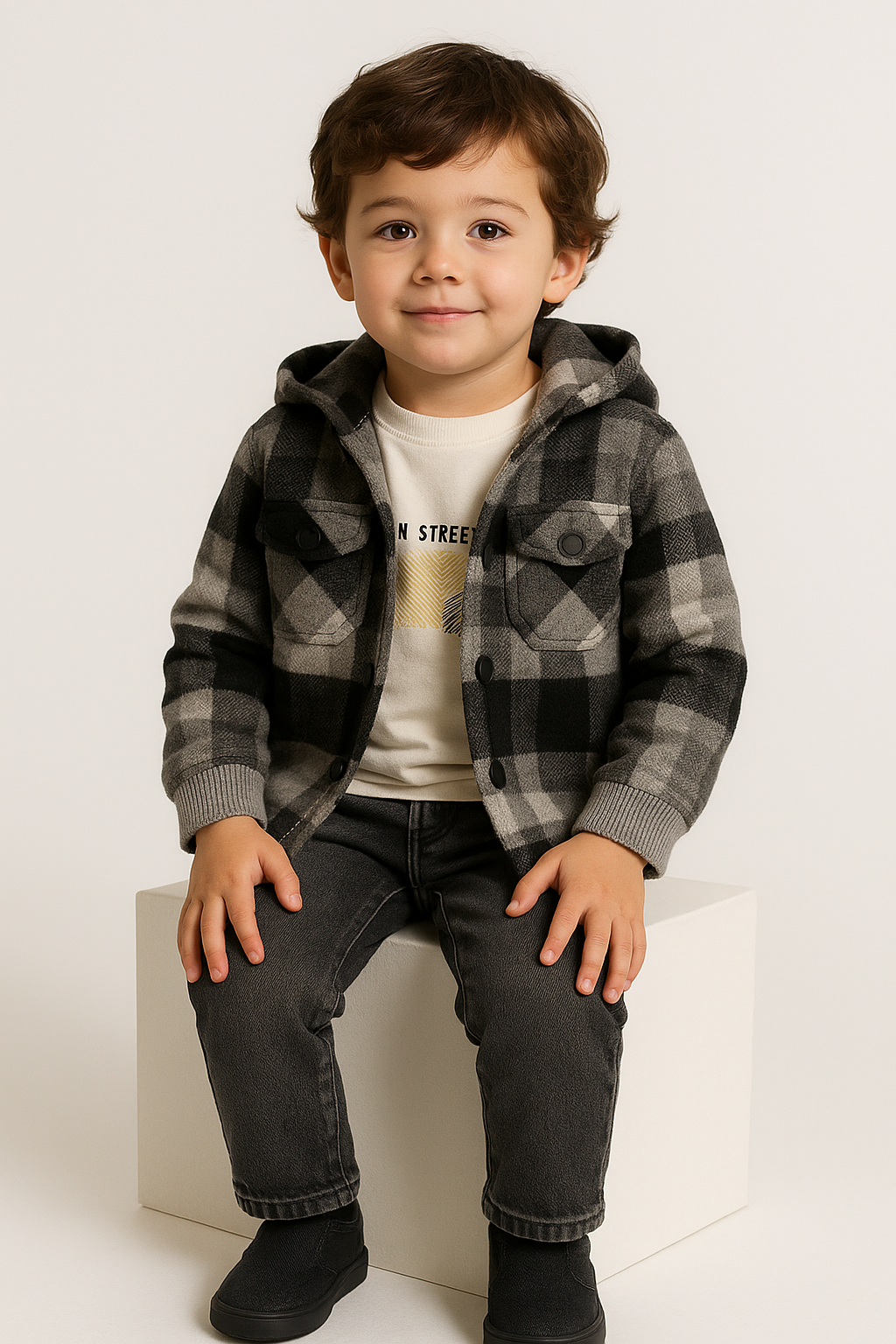 Set 3 piese Urban Chic cu jacheta pufoasa Baieti 2-5 ani - Imagine 4