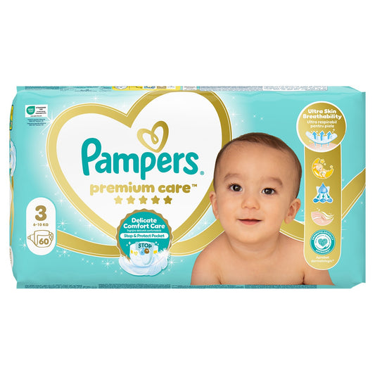 Pampers Premium Care scutece - Nr 3 (6-10 kg) / 60 buc / Value Pack [ps:3b8b0762-0da1-4248-a6d4-70bbe50cc45d]