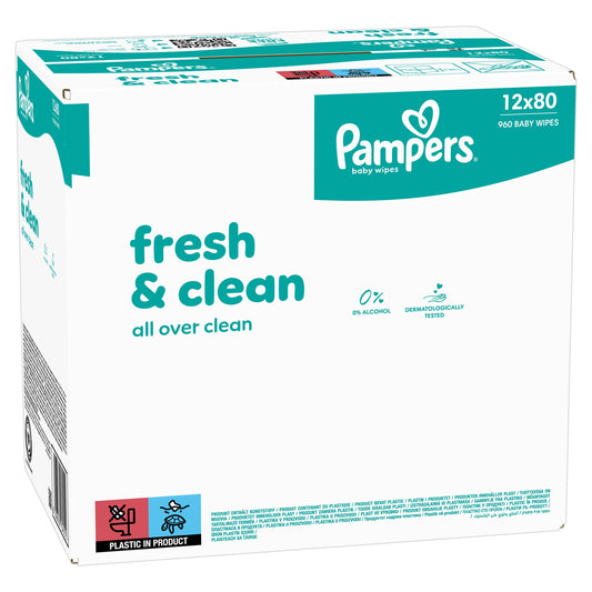 Pampers Fresh Clean servetele umede - 12 pachete / 960 buc [ps:d39c0255-4d87-4a7d-a3c4-9ece9b82610a]