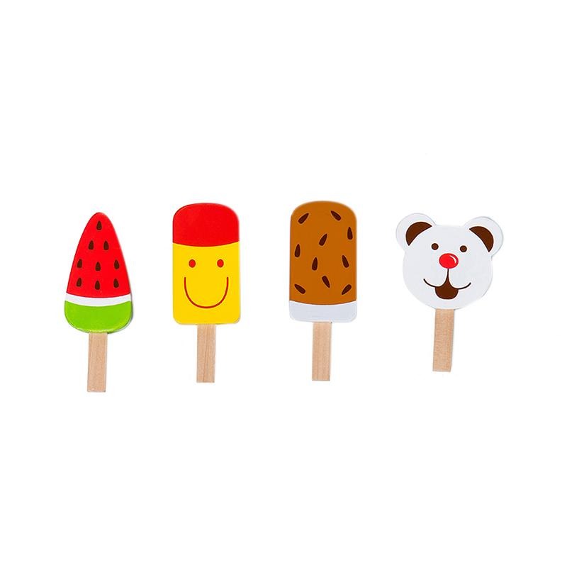 Set 4 inghetate pe bat de jucarie, din lemn, MAMAMEMO