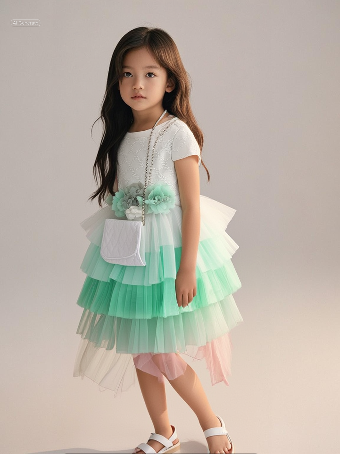 Rochie Tulle Festiva Verde Menta Sevi Bebe Kids 2-6 ani - Imagine 4