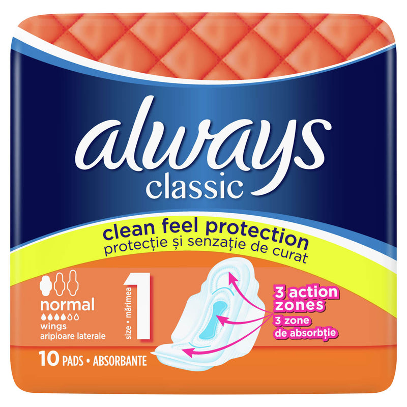 ALWAYS Classic Normal Plus, absorbante igienice, marime 1, 10 buc infant-ro