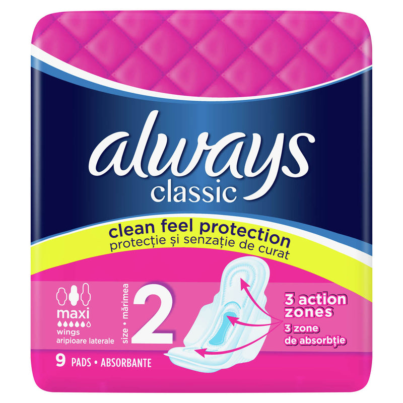 ALWAYS Classic Super Plus, absorbante igienice, marime 2, 9 buc infant-ro