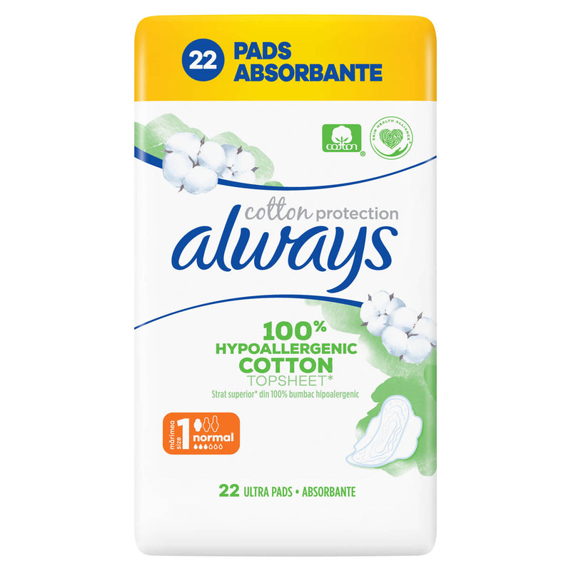 ALWAYS Naturals Duo Cotton Protection, absorbante igienice, marime 1, 22 buc infant-ro