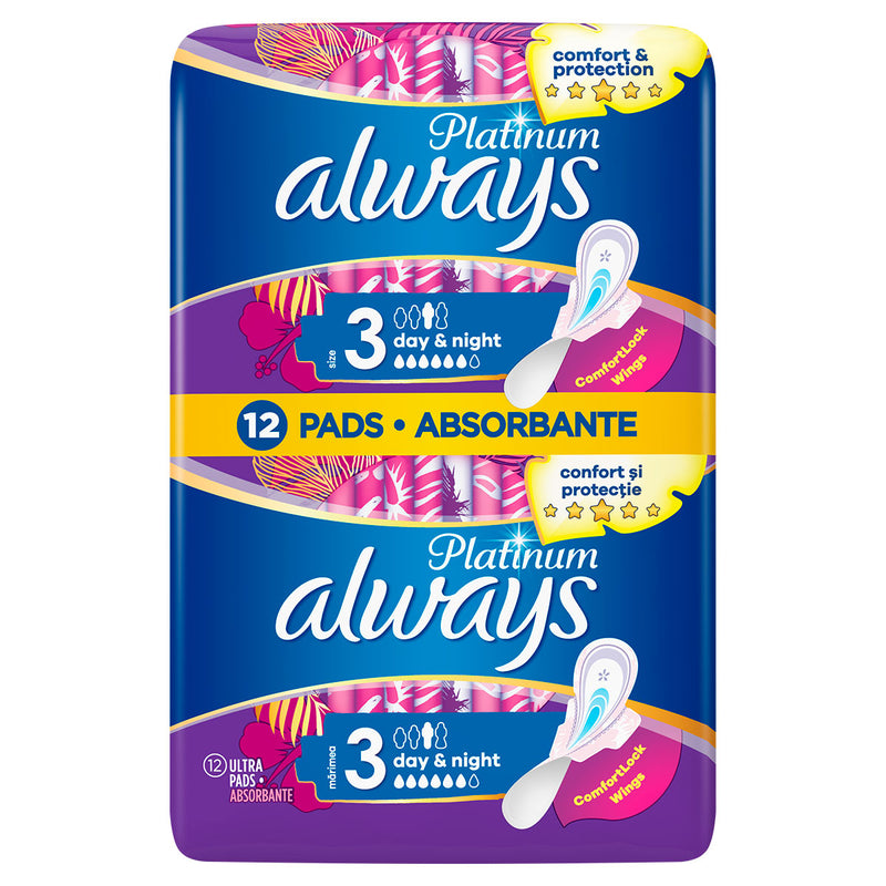 ALWAYS Platinum Night Duo, absorbante igienice, marime 3, 12 buc infant-ro