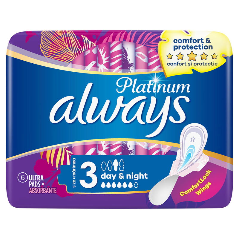 ALWAYS Platinum Night, absorbante igienice, marime 3, 6 buc infant-ro