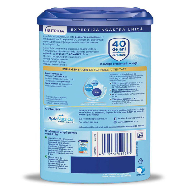 APTAMIL Nutri-Biotik 2, formula speciala lapte praf, de continuare 6-12 luni, 800 g infant-ro