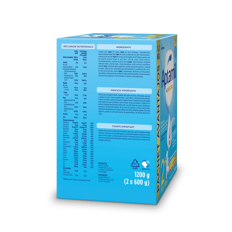 APTAMIL Nutri-Biotik Junior 2+, lapte praf, de crestere 2-3 ani, 1200 g infant-ro