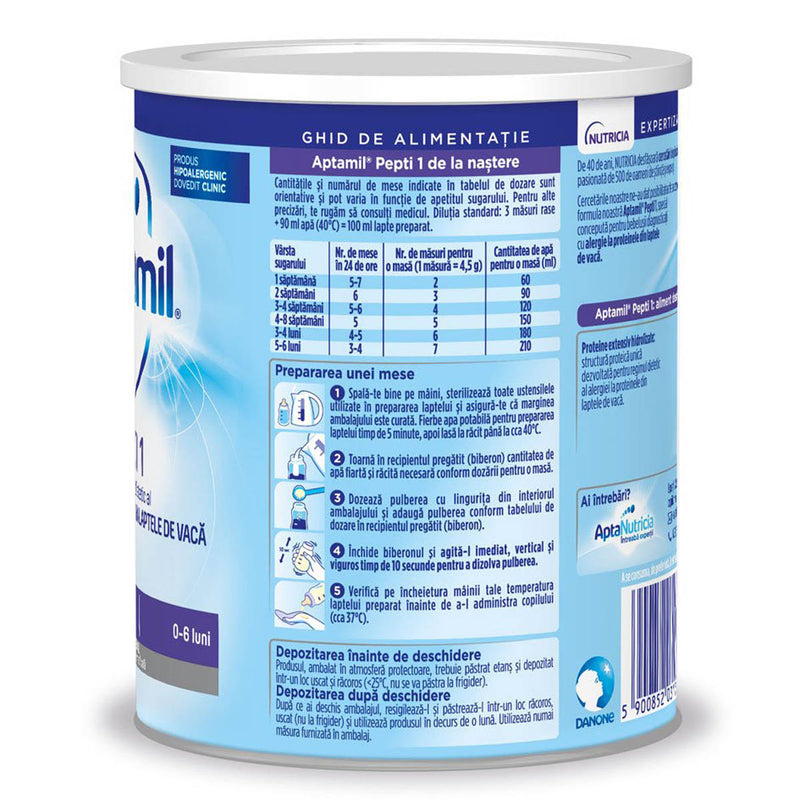 APTAMIL Pepti Syneo 1, formula speciala lapte praf, pentru alergii si intolerante usoare 0-6 luni, 400 g infant-ro