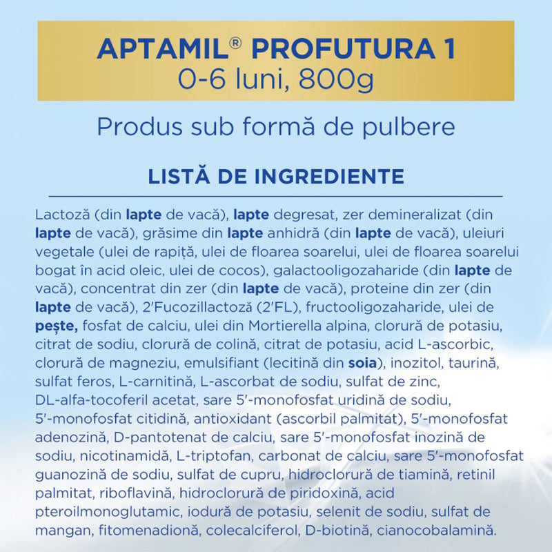 APTAMIL Profutura 1 Duo Biotik, lapte praf, de inceput, 0-6 luni, 800 g infant-ro