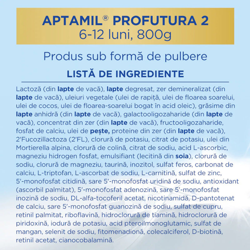 APTAMIL Profutura 2 Duo Biotik, lapte praf, de continuare, 6-12 luni, 800 g infant-ro