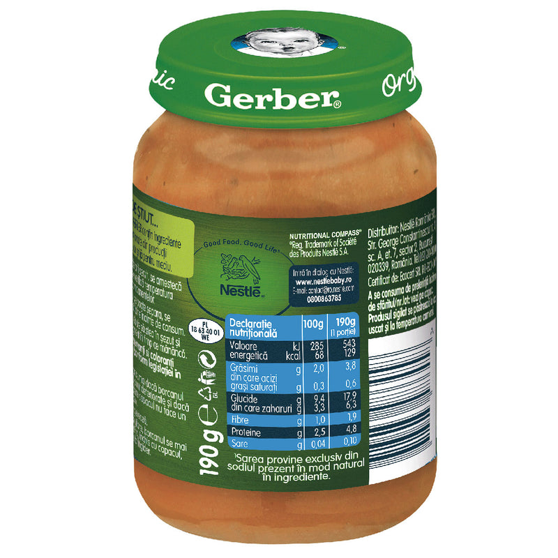 GERBER Bio, piure, cartofi dulci cu pui si legume, 190 g infant-ro