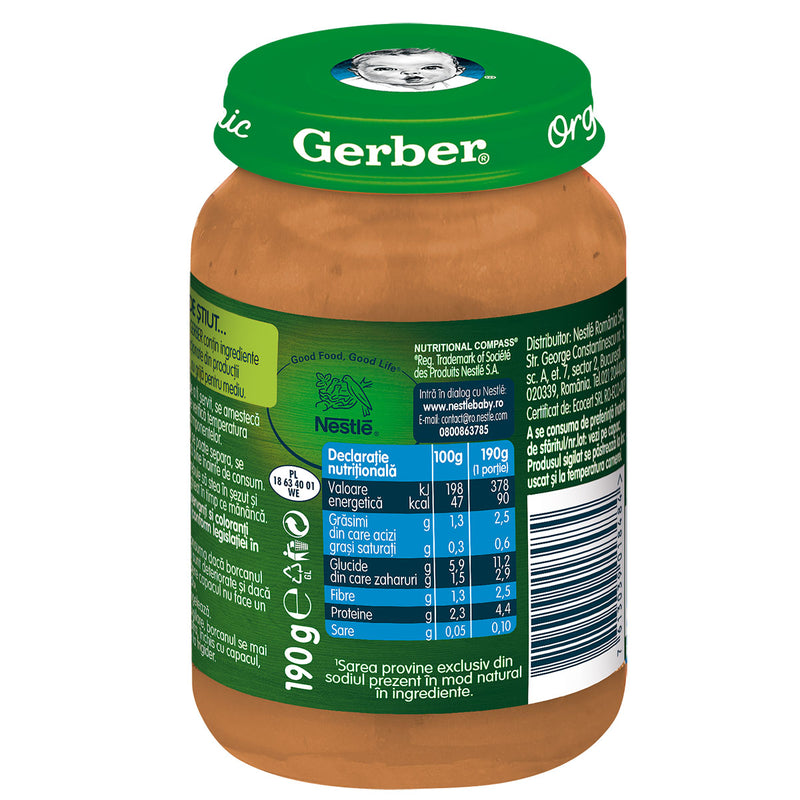 GERBER Bio, piure, legume cu vitel si cartofi, 190 g infant-ro