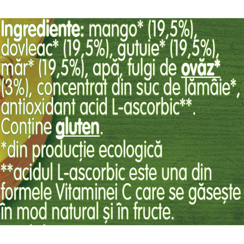 GERBER Bio, piure, mango, dovleac, gutui si fulgi de ovaz, 190 g infant-ro