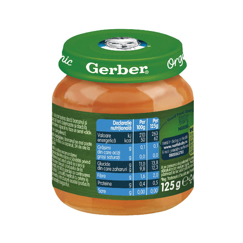 GERBER Bio, piure, mar, caisa si piersica, 125 g infant-ro