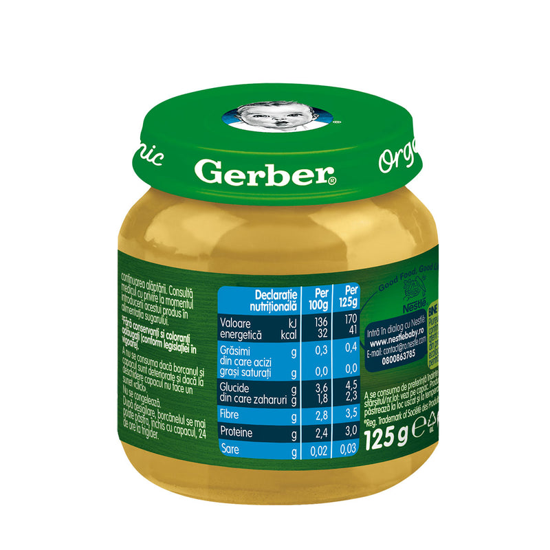 GERBER Bio, piure, mazare, broccoli si dovlecel, 125 g infant-ro