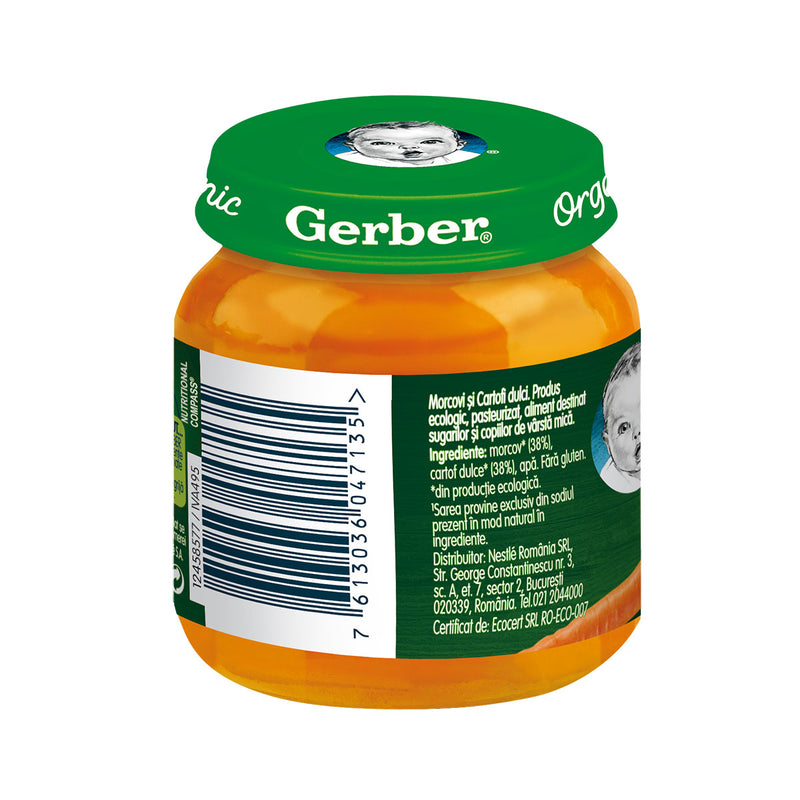 GERBER Bio, piure, morcovi si cartofi dulci, 125 g infant-ro