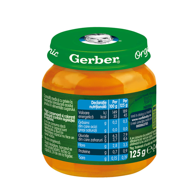 GERBER Bio, piure, morcovi si cartofi dulci, 125 g infant-ro