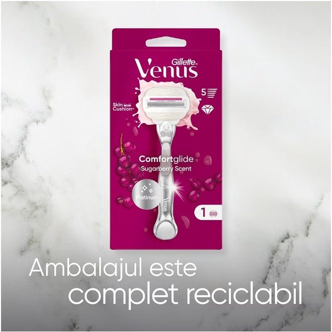 GILLETTE Venus ComfortGlide Sugarberry, aparat de ras, pentru femei + 1 rezerva infant-ro