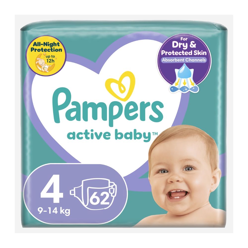 Pampers Active Baby scutece - Nr 4 (9-14 kg) / 62 buc [ps:9a327f34-0ca5-4912-84cf-5dbc1dd43cfd]