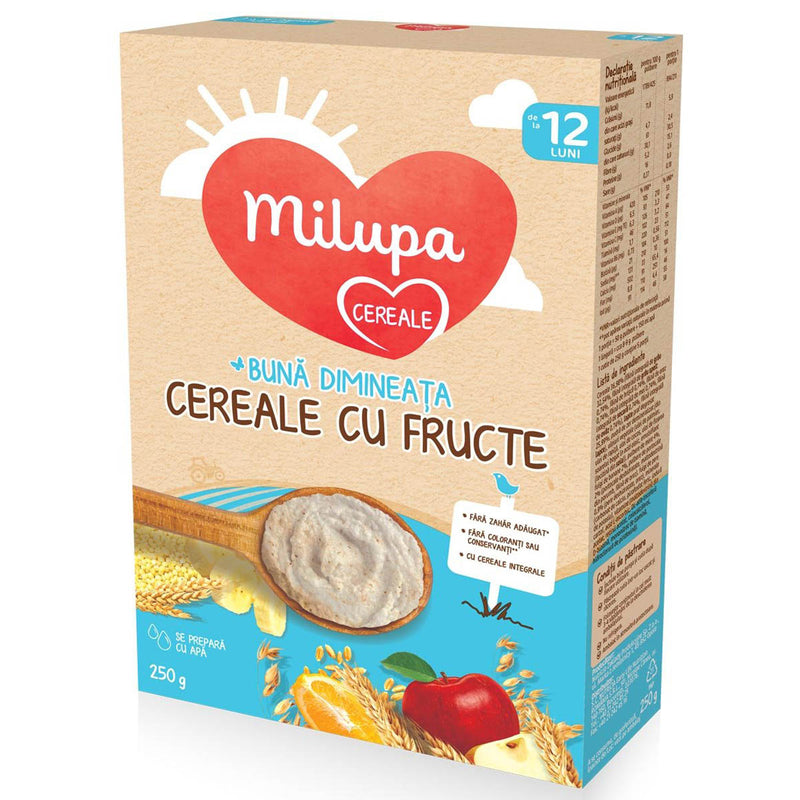 MILUPA Buna dimineata, cereale, cu fructe, +12 luni, 250 g infant-ro