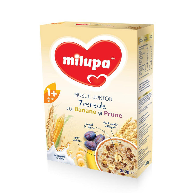 MILUPA Musli Junior, cereale, cu banane si prune, 250 g infant-ro