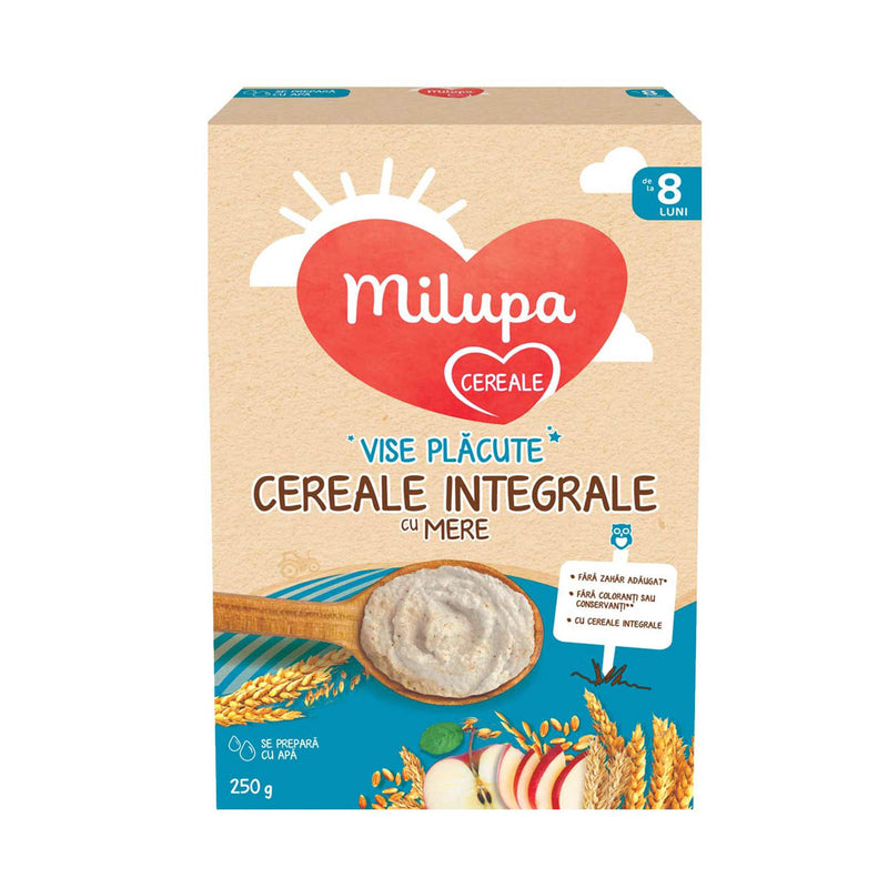 MILUPA Vise placute, cereale, integrale cu mere, 250 g infant-ro