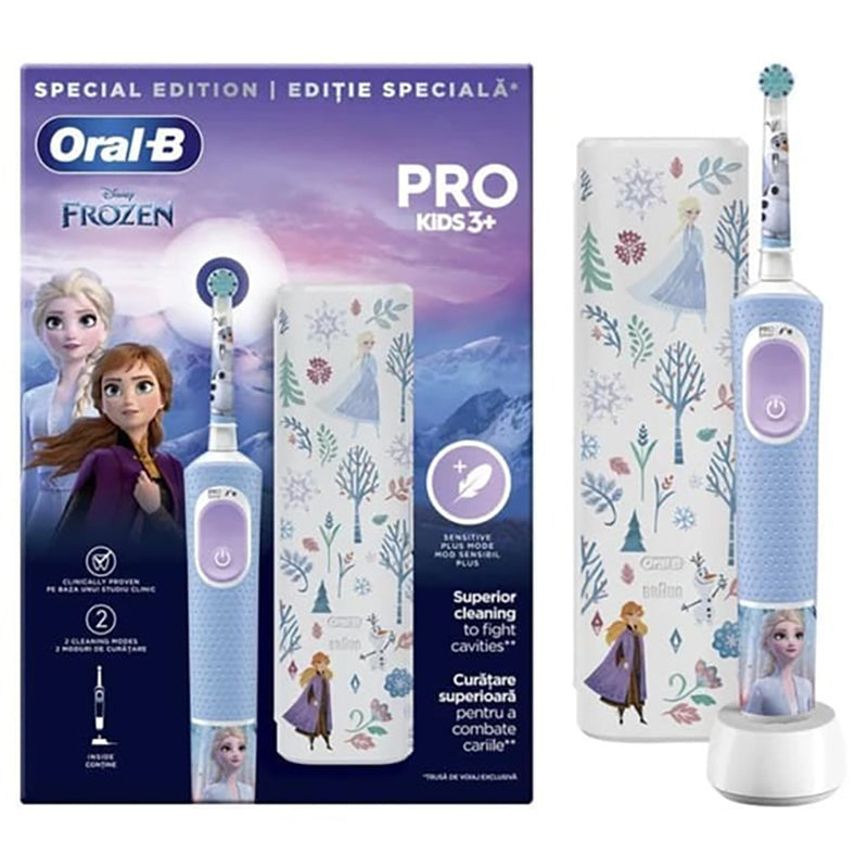 ORAL-B Vitality Frozen D103, periuta de dinti electrica, pentru copii 2 programe, 1 capat + trusa de calatorie infant-ro