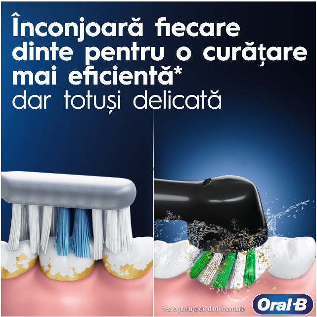 ORAL-B Vitality PRO Bamboo, periuta de dinti electrica, 3 programe, 1 capat + suport telefon bambus, Violet infant-ro