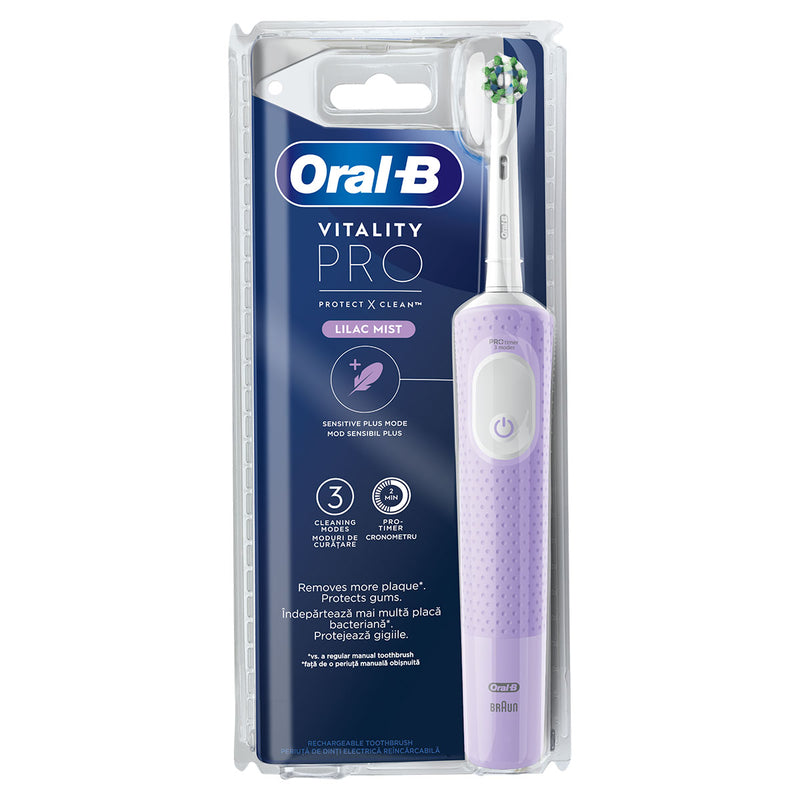 ORAL-B Vitality PRO Lilac, periuta de dinti electrica, 3 moduri de periaj, Mov, 1 buc infant-ro