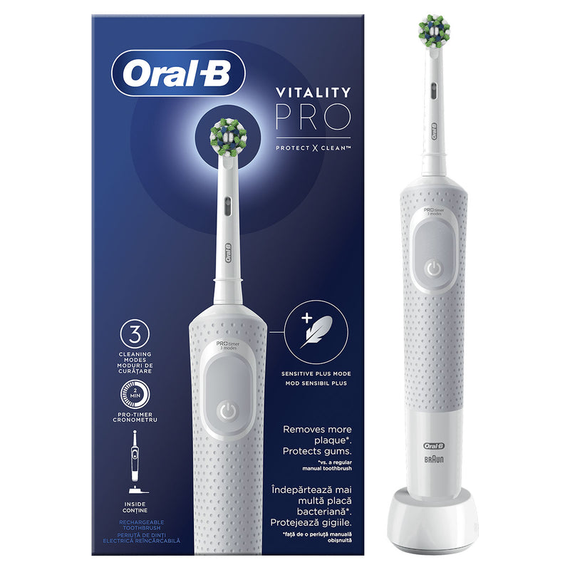 ORAL-B Vitality PRO White, periuta de dinti electrica, 3 moduri de periaj, Alb, 1 buc infant-ro