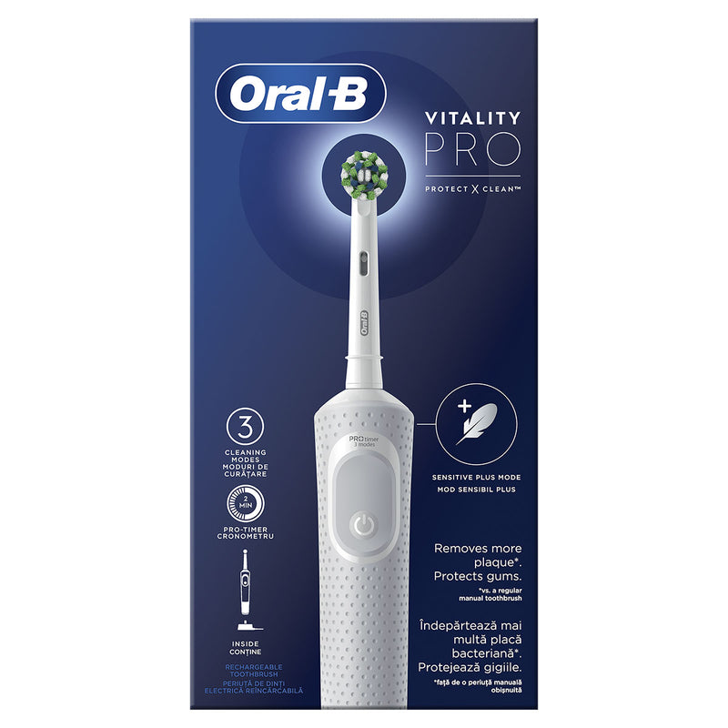 ORAL-B Vitality PRO White, periuta de dinti electrica, 3 moduri de periaj, Alb, 1 buc infant-ro