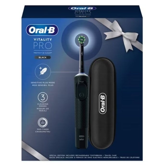 ORAL-B Vitality Pro, periuta de dinti electrica, 3 programe + trusa calatorie, Negru infant-ro