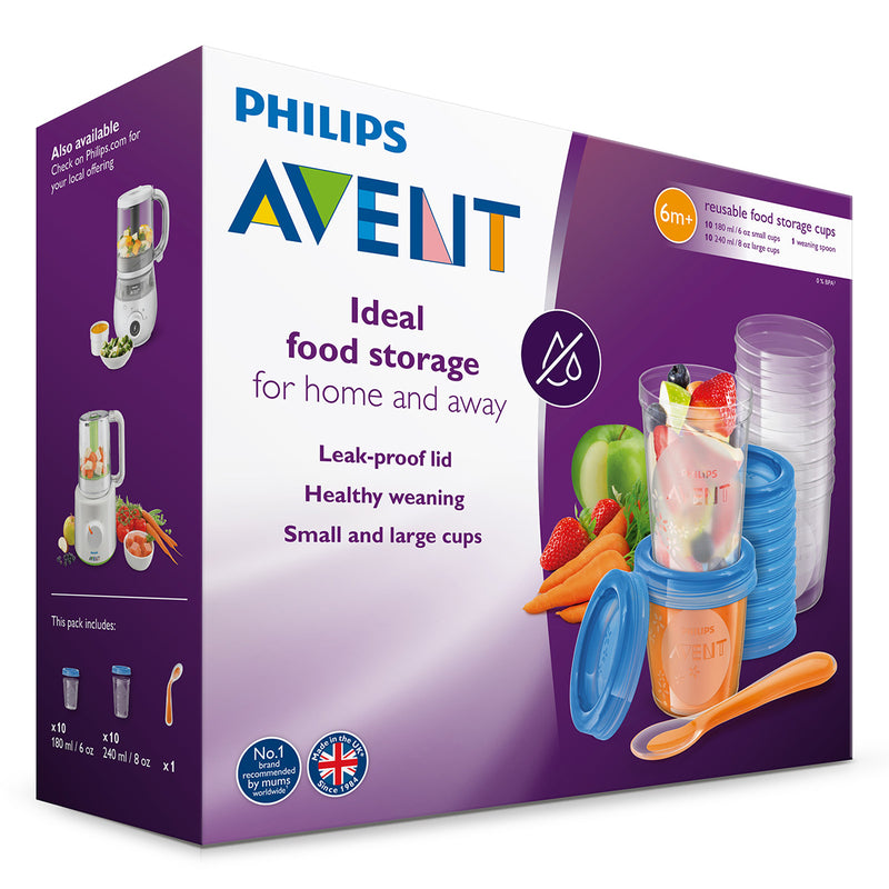 PHILIPS Avent, recipient de pastrare hrana, set 10x 180 ml + 10x240 ml infant-ro