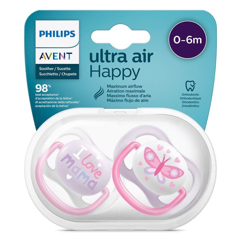 PHILIPS Avent, suzeta, Ultra Air, 0-6 luni +, 2 buc, Roz/Mov infant-ro