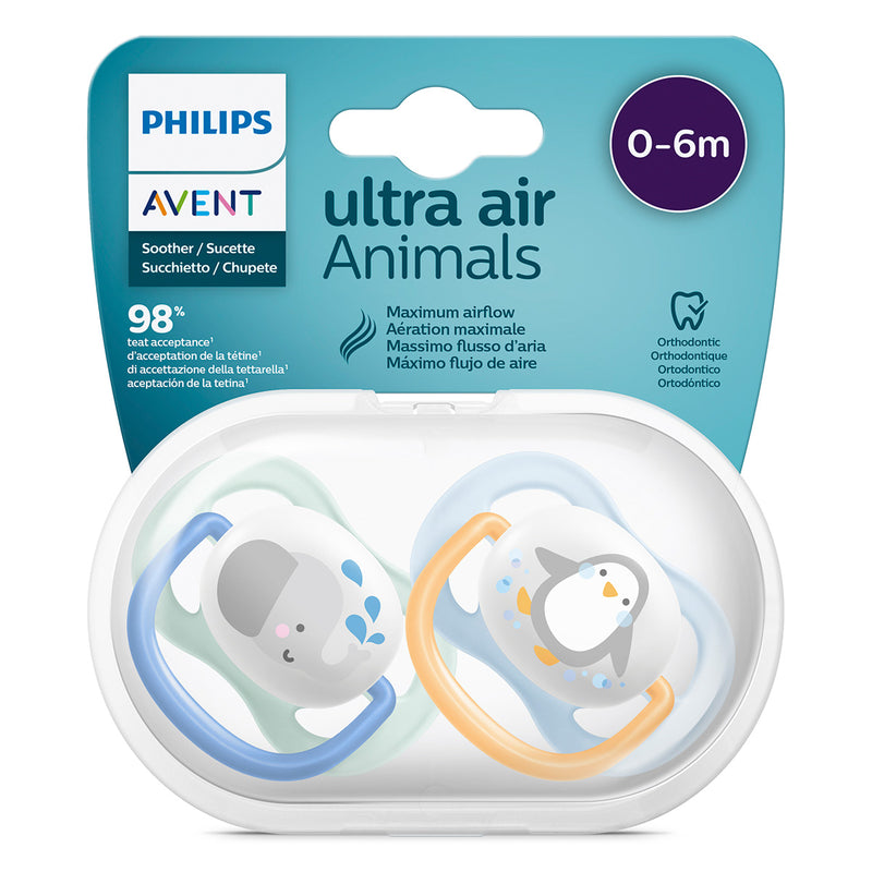 PHILIPS Avent, suzeta, Ultra Air , ortodontica, 0-6 luni, 2buc, Set Portocaliu/Albastru infant-ro