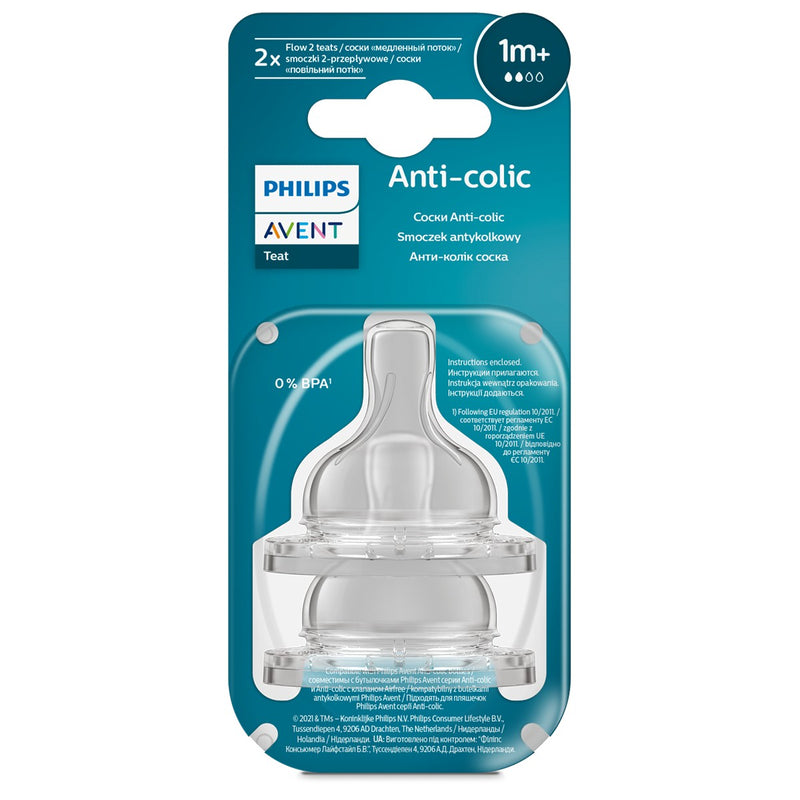 PHILIPS Avent, tetina anti-colici, Classic, debit de la 0 la 6 luni+, 2 buc, marimi diverse infant-ro