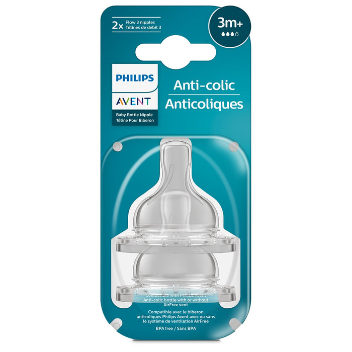 PHILIPS Avent, tetina anti-colici, Classic, debit de la 0 la 6 luni+, 2 buc, marimi diverse infant-ro