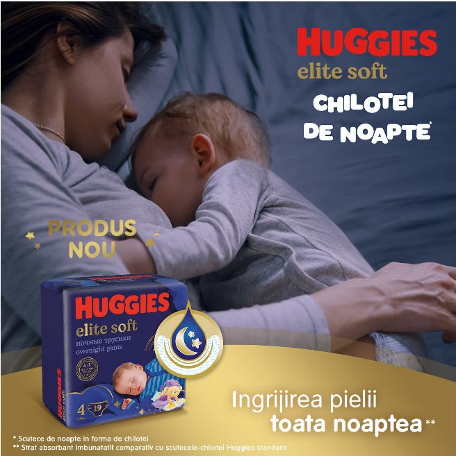 Pachet Scutece chilotel de noapte Huggies Elite Soft Pants Overnight 4, 9-14 kg infant-ro