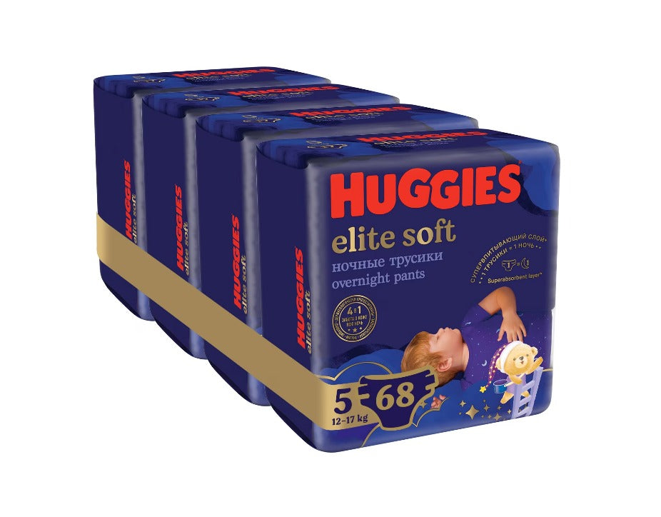 Pachet Scutece chilotel de noapte Huggies Elite Soft Pants Overnight 5, 12-17 kg infant-ro