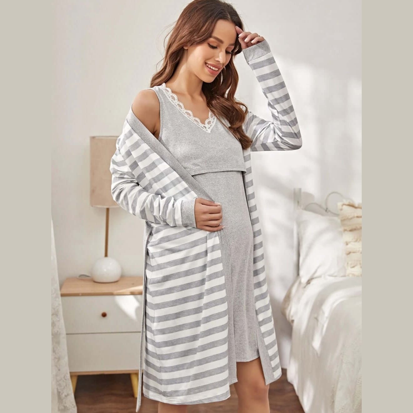 Pijama Maternitate Rochie cu Halat infant-ro