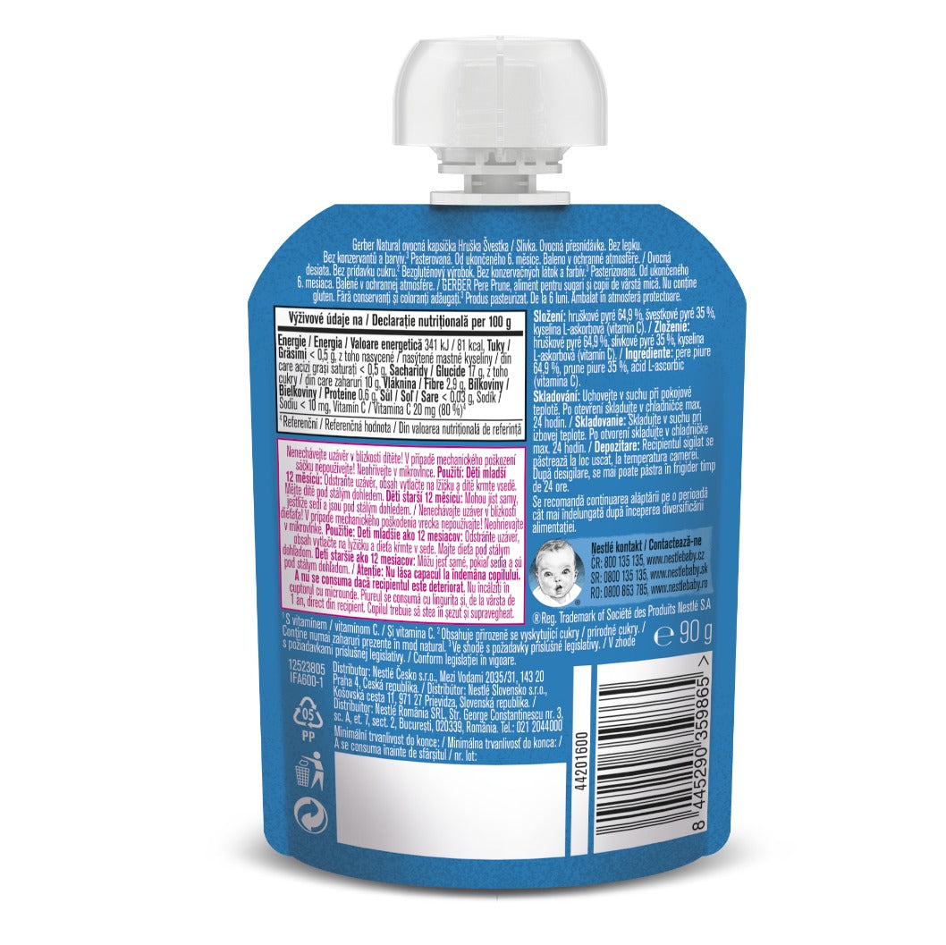 Gerber | Piure Prune | Pere | +6 luni | 90g