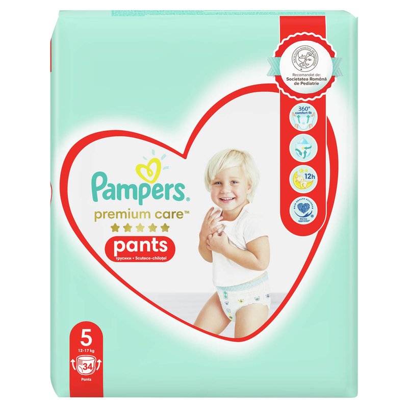 Scutece - chilotel Pampers Premium Care Pants, 12-17 kg, Marime Nr.5 infant-ro