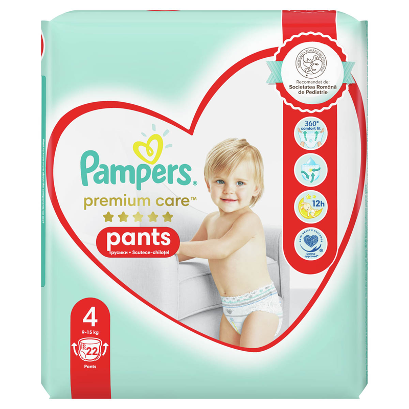 Scutece-chilotel Pampers Premium Care Pants, 9-15 kg, Marime Nr.4 infant-ro