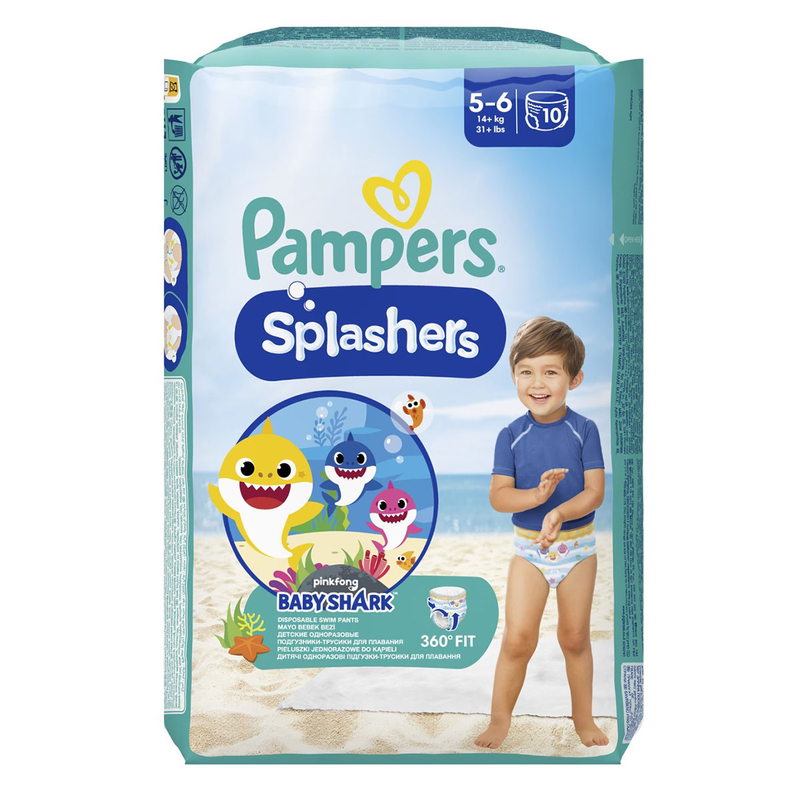 Scutece-chilotel Pampers Splashers Baby Shark, 14+ kg, Marimea Nr.5-6 infant-ro