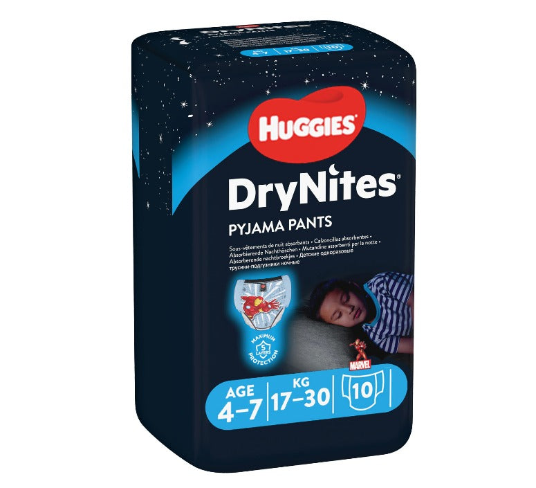 Scutece chilotel pentru noapte Huggies DryNites 4-7 ani, Boy, 17-30kg, 10 buc, Marimea Nr.10 infant-ro