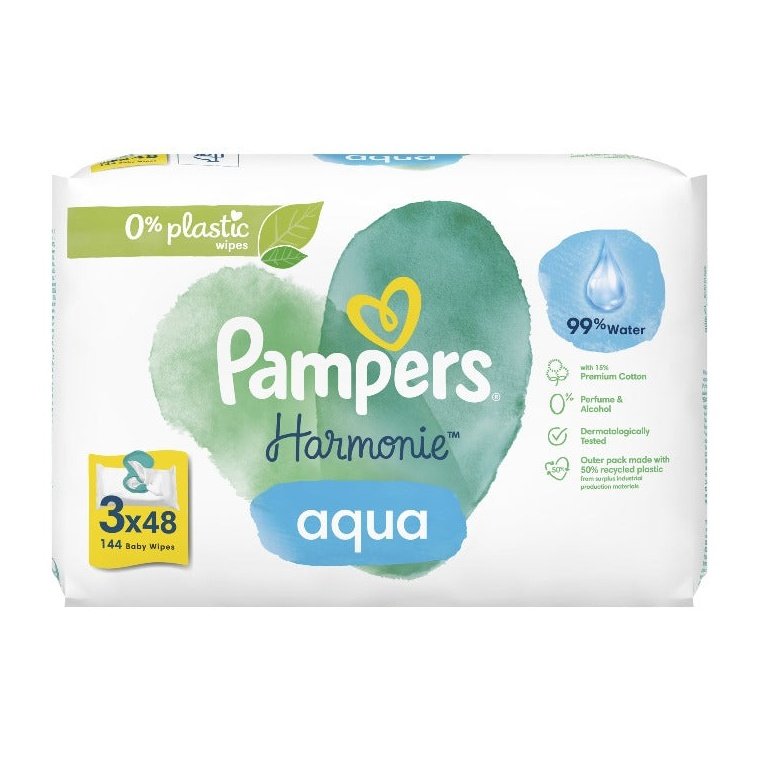 Servetele umede Pampers Harmonie Aqua, 0% plastic infant-ro