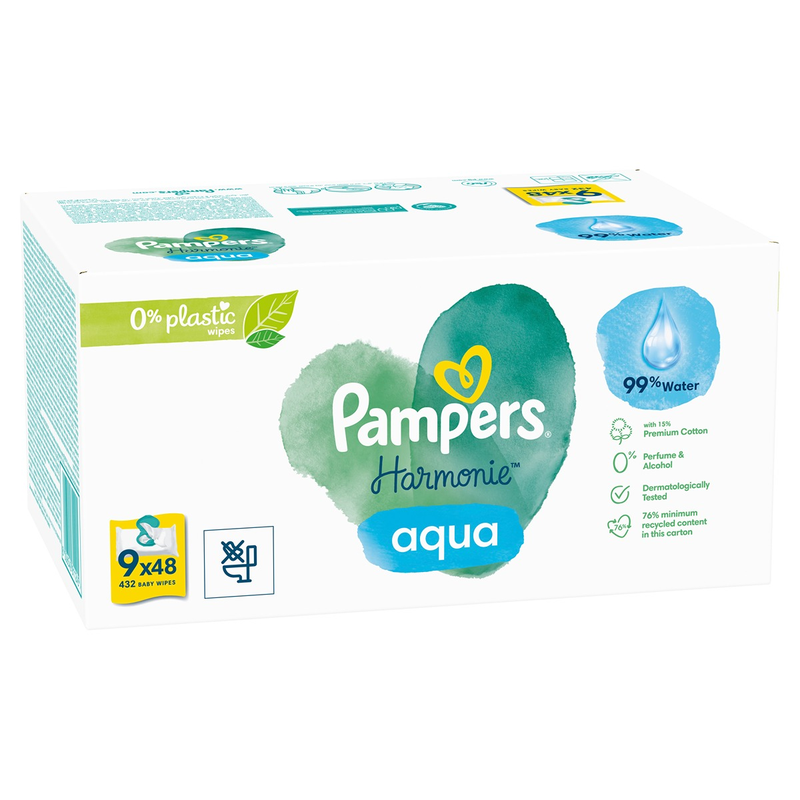 Servetele umede Pampers Harmonie Aqua, 0% plastic infant-ro