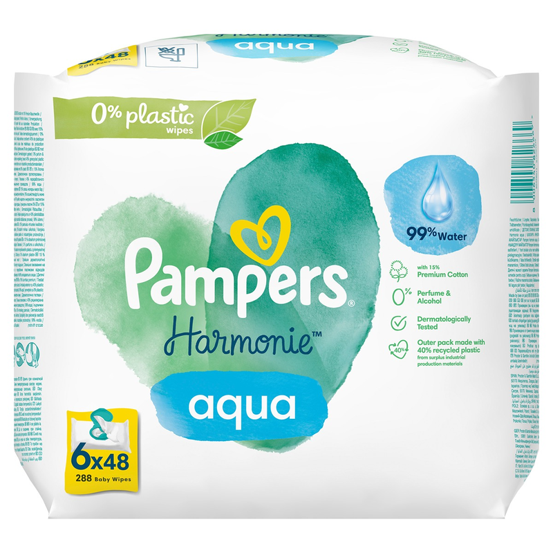 Servetele umede Pampers Harmonie Aqua, 0% plastic infant-ro